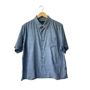 John Varvatos Mens Short Sleeve Button Down Shirt Size XL Polka Dot Print Cotton